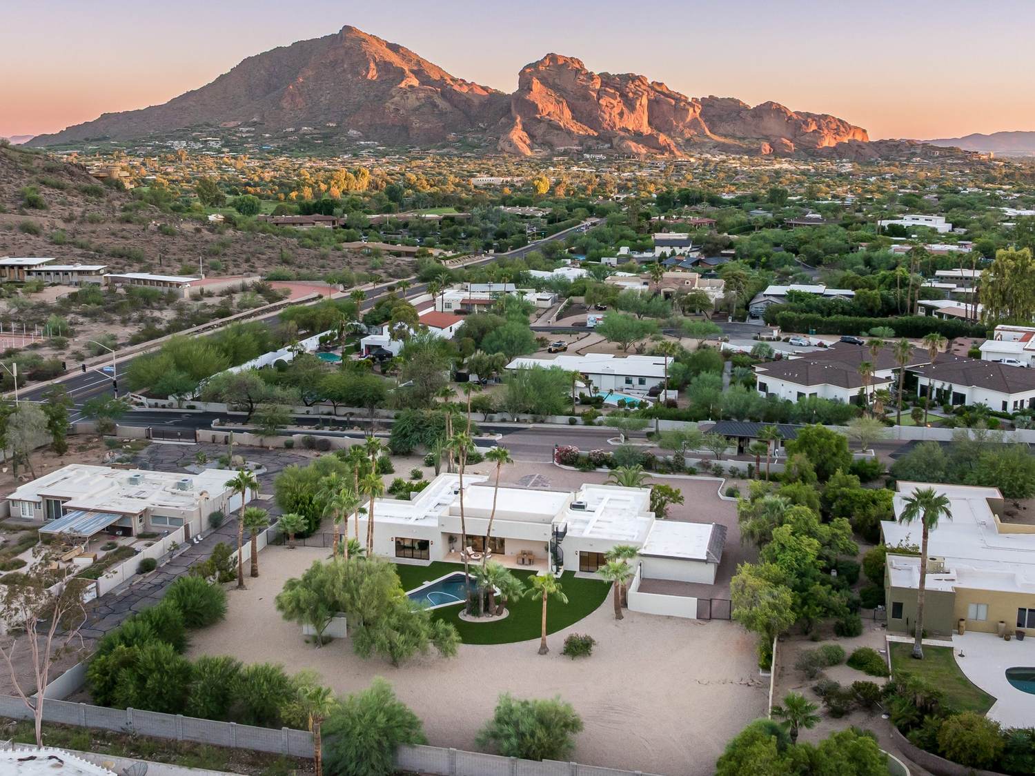 Camelback Mountain views over the flat acre & new pool