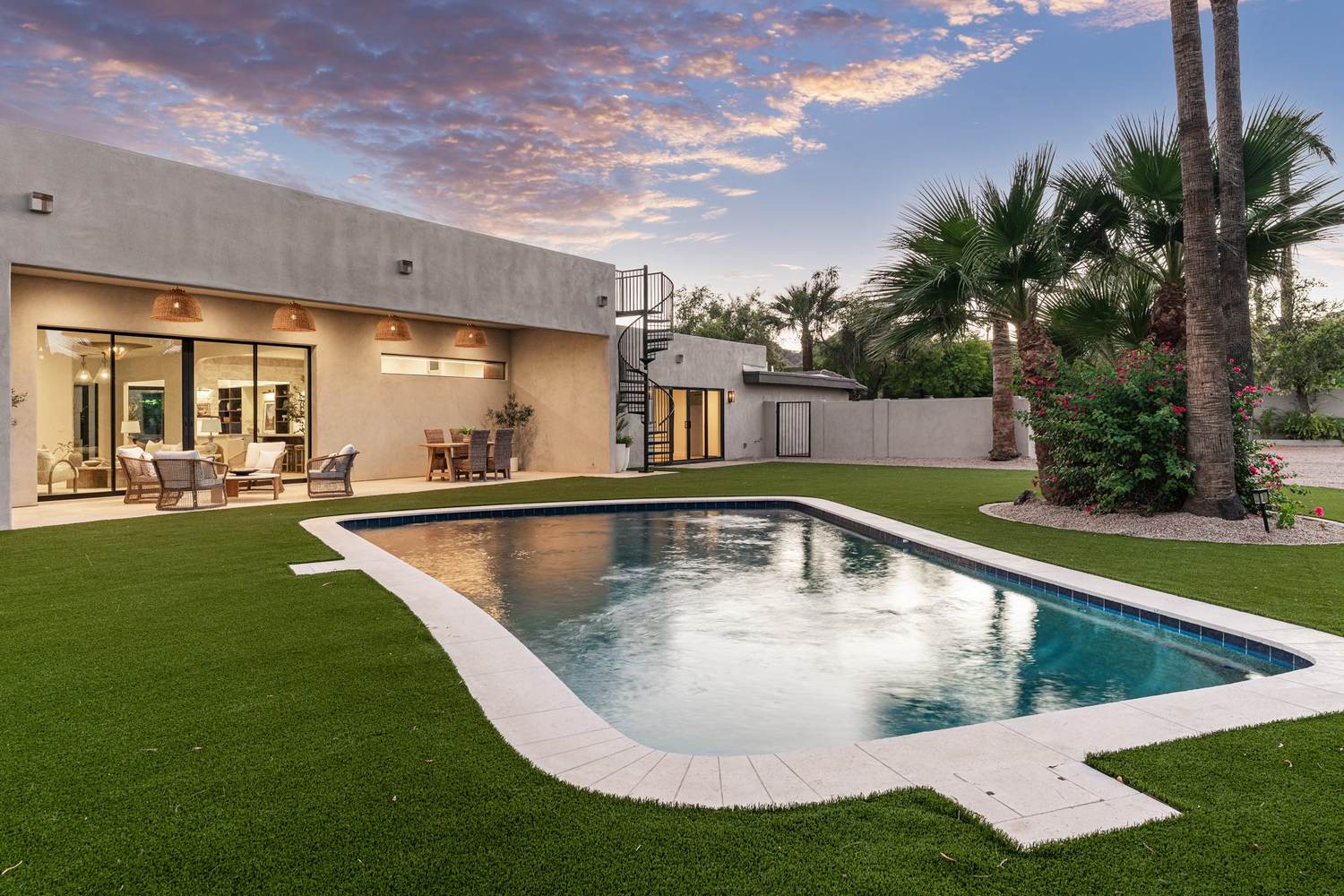 Brand new pool & spiral stair to the roof deck