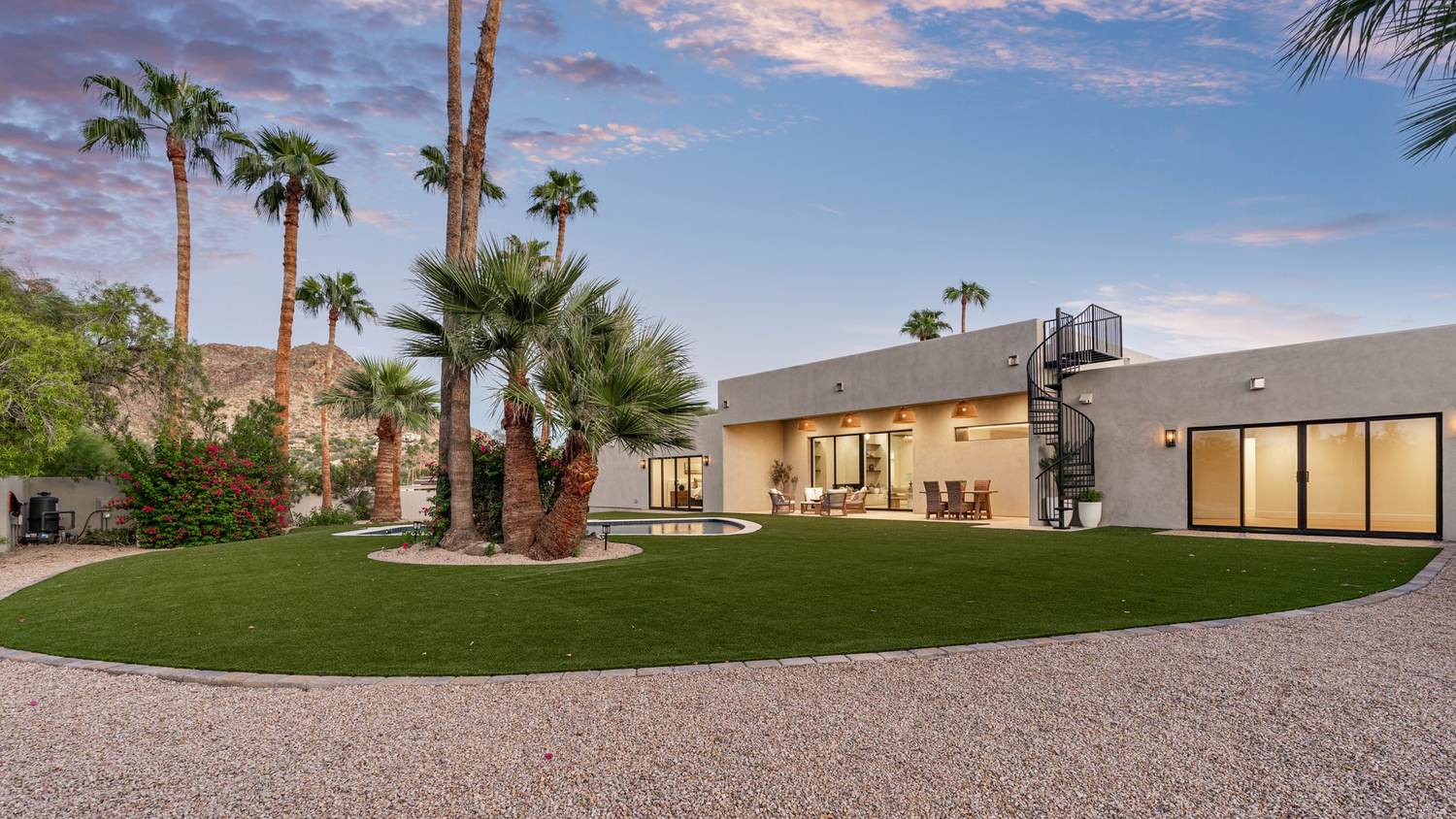 Flat, usable backyard with mountain views