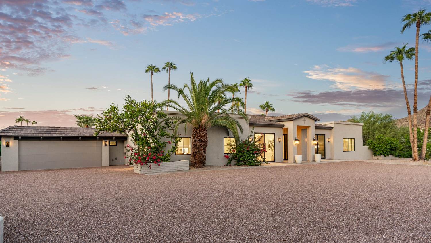 Front of the home at dusk